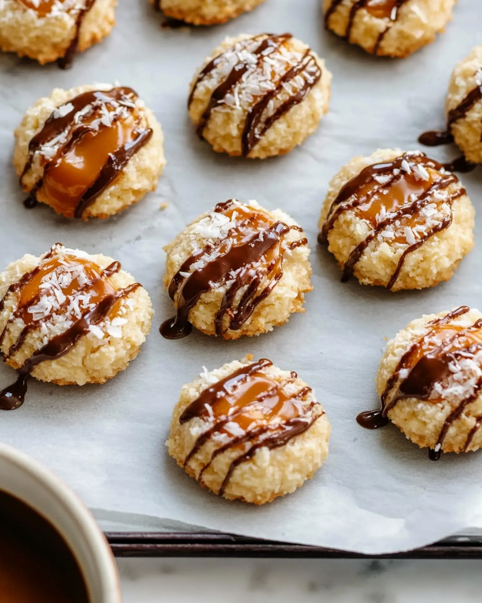 Caramel Coconut Macaroon Thumbprints