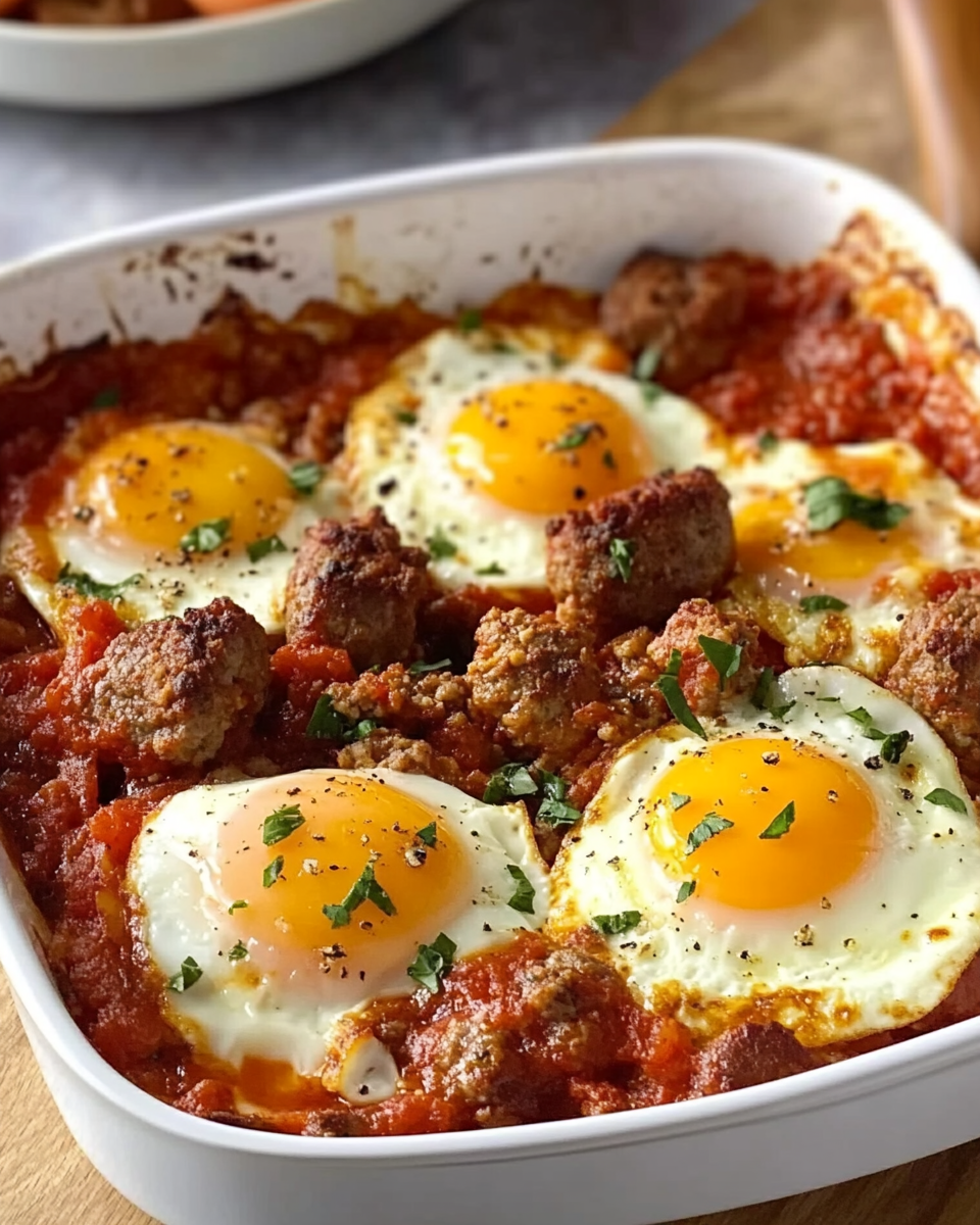 Italian Baked Eggs with Sausage