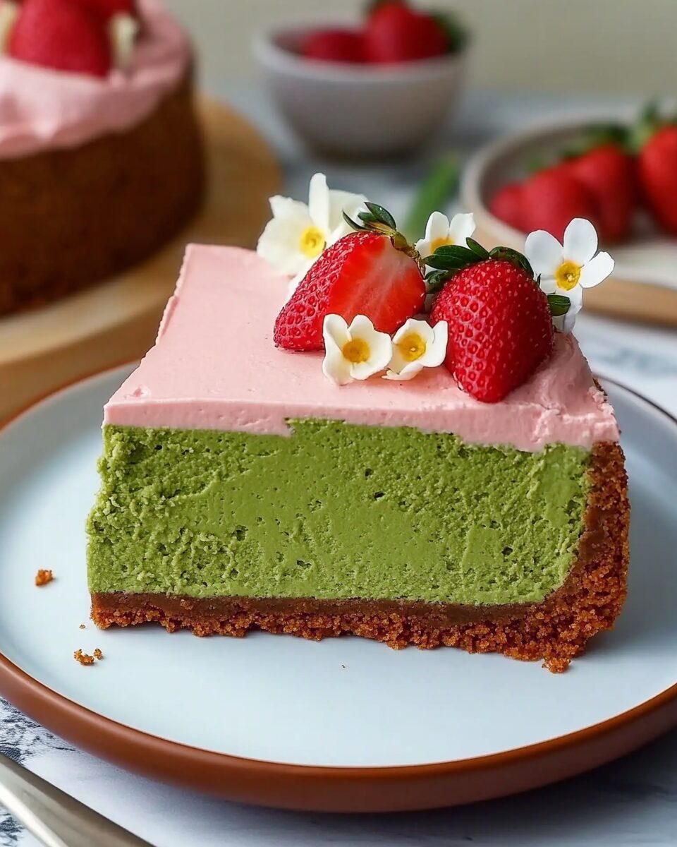 Strawberry Matcha Basque Cheesecake