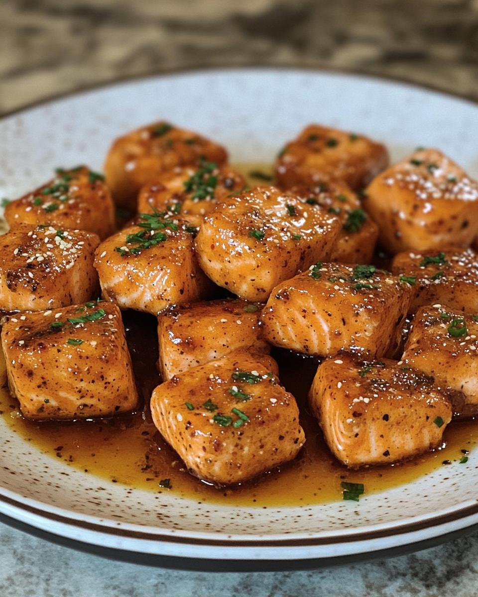 Honey Garlic Salmon Bites