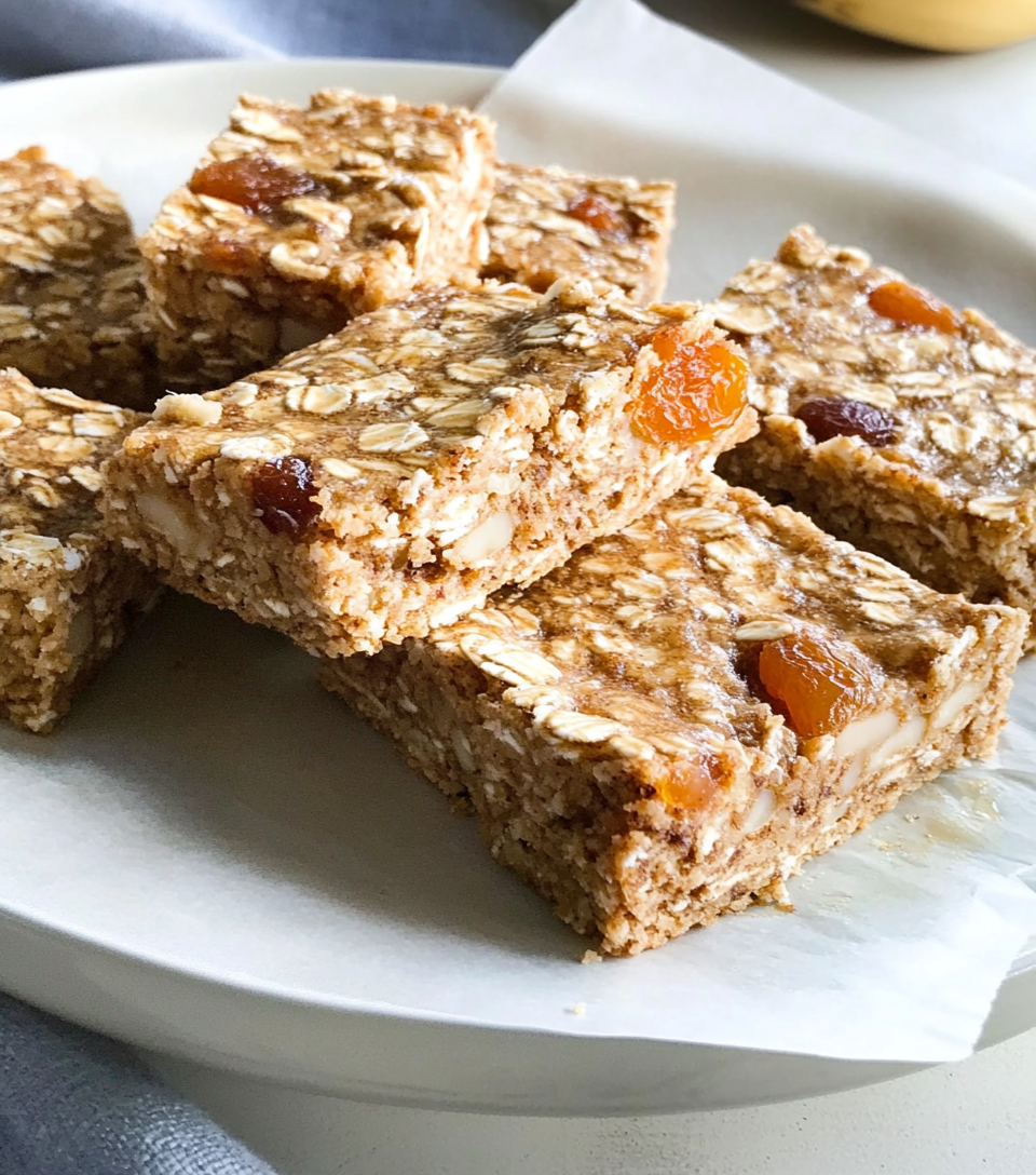 Super Healthy Banana Apricot Date Oat Bars