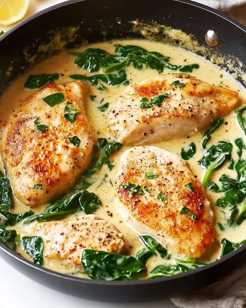Creamy Garlic Skillet Chicken with Spinach