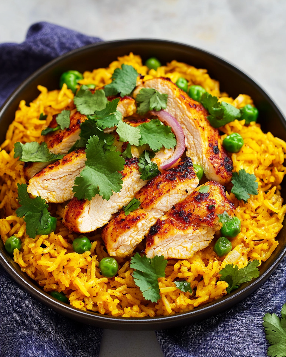 Curried Chicken with Garlic Golden Rice