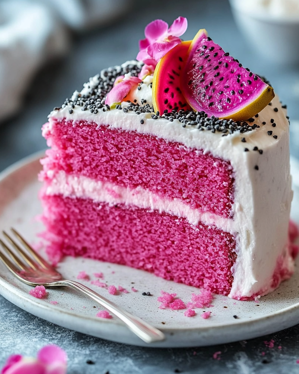 Pink Dragon Fruit Layer Cake