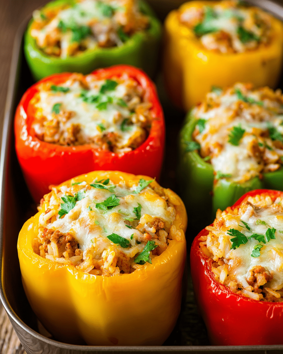 Stuffed Bell Peppers with Ground Turkey and Rice