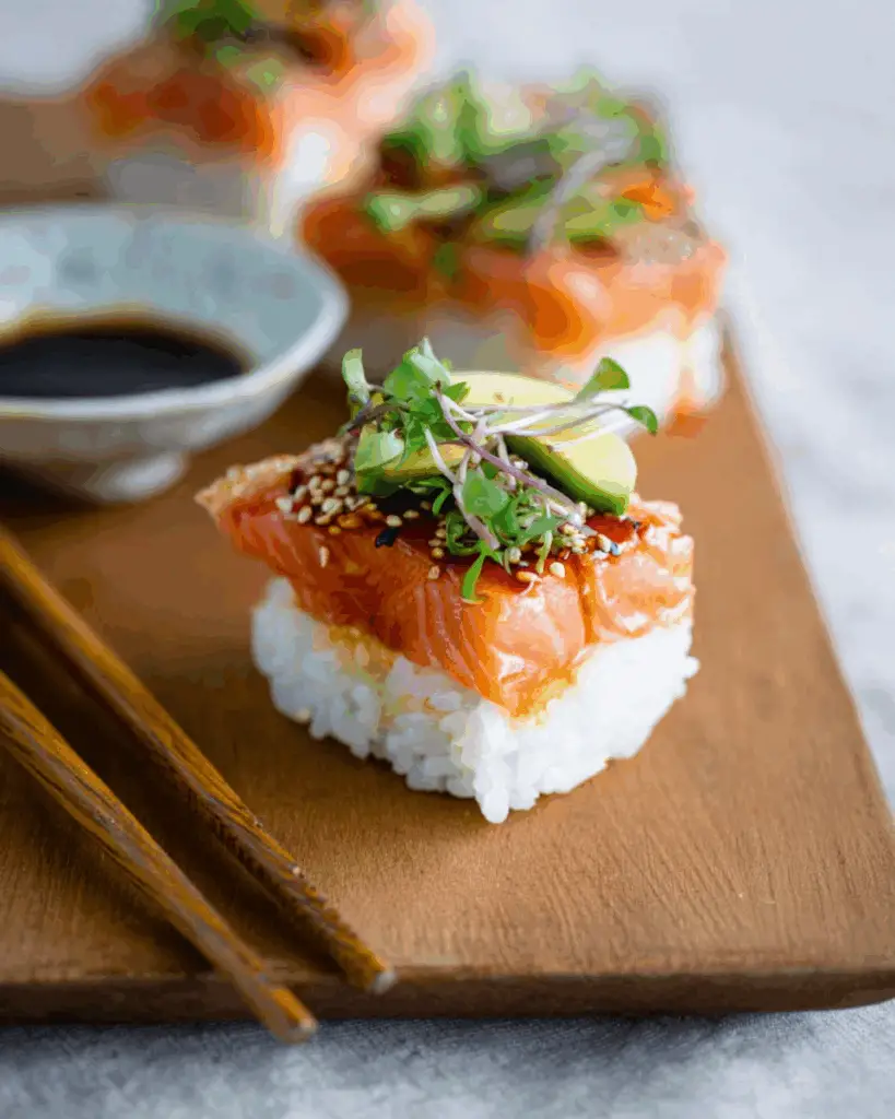 Aburi-Style Smoked Salmon Oshi Sushi