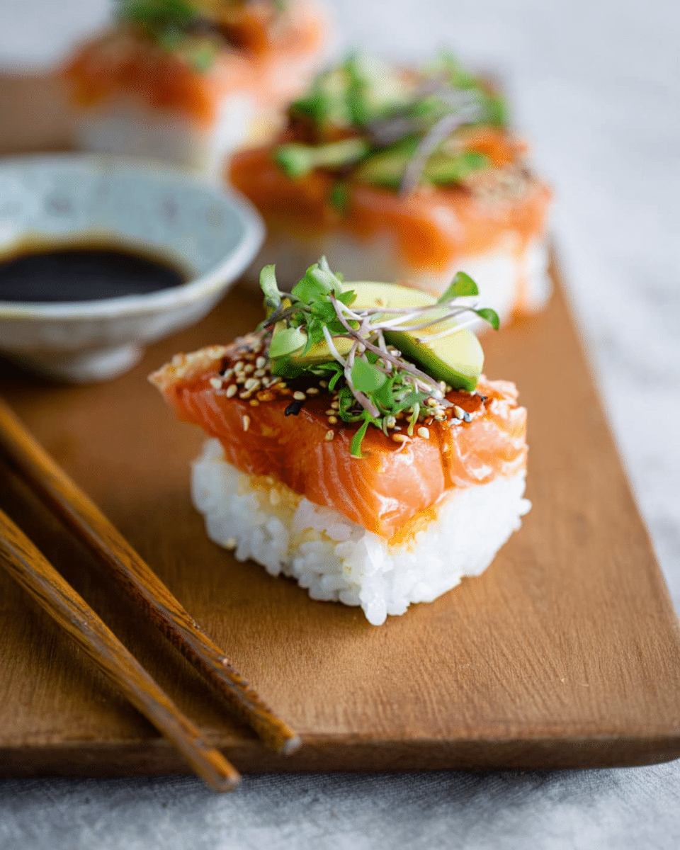 Aburi-Style Smoked Salmon Oshi Sushi