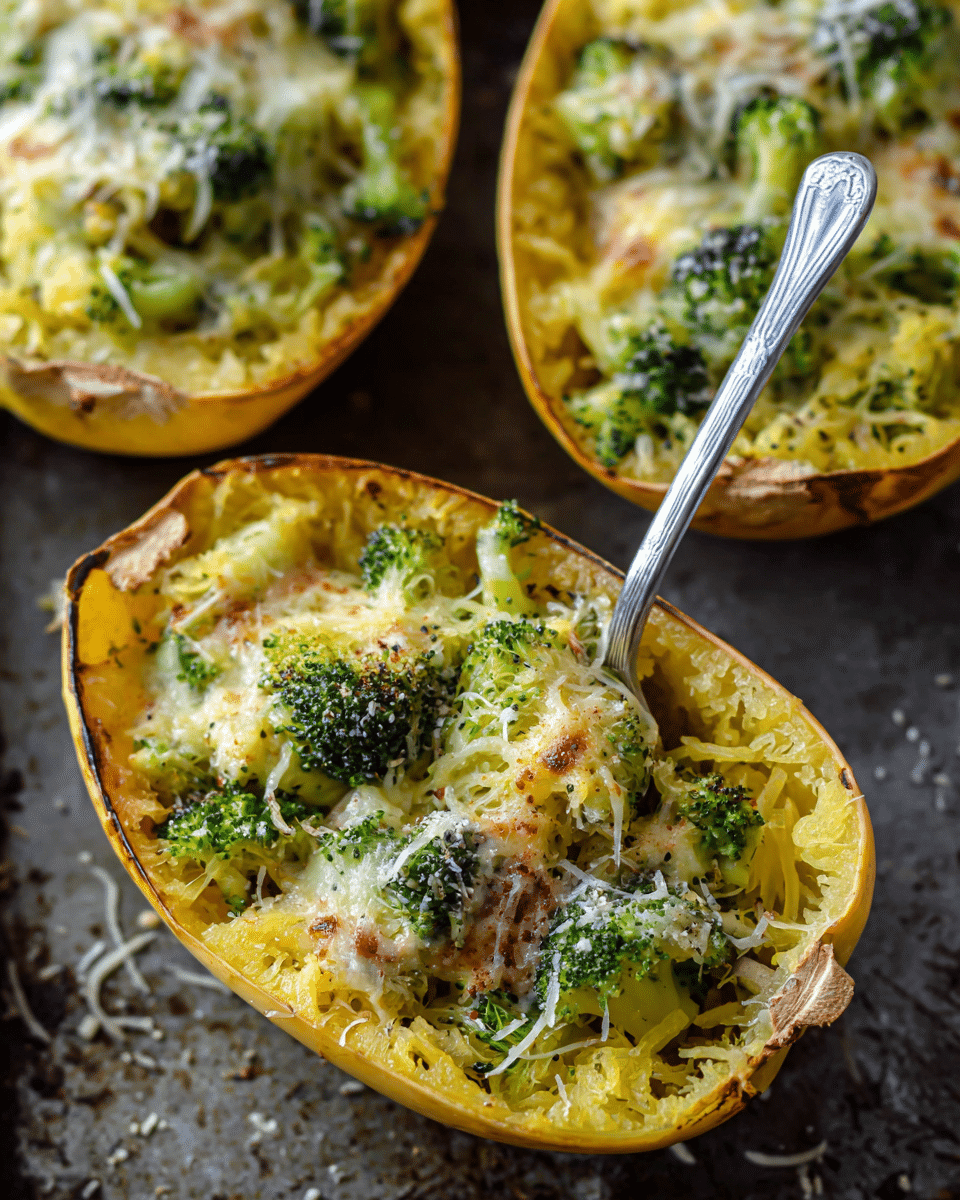 Broccoli Cheddar Spaghetti Squash