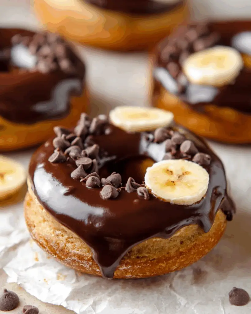 Brown Sugar Buttermilk Banana Donuts with Dark Chocolate Glaze