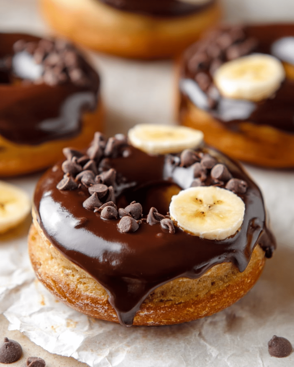 Brown Sugar Buttermilk Banana Donuts with Dark Chocolate Glaze