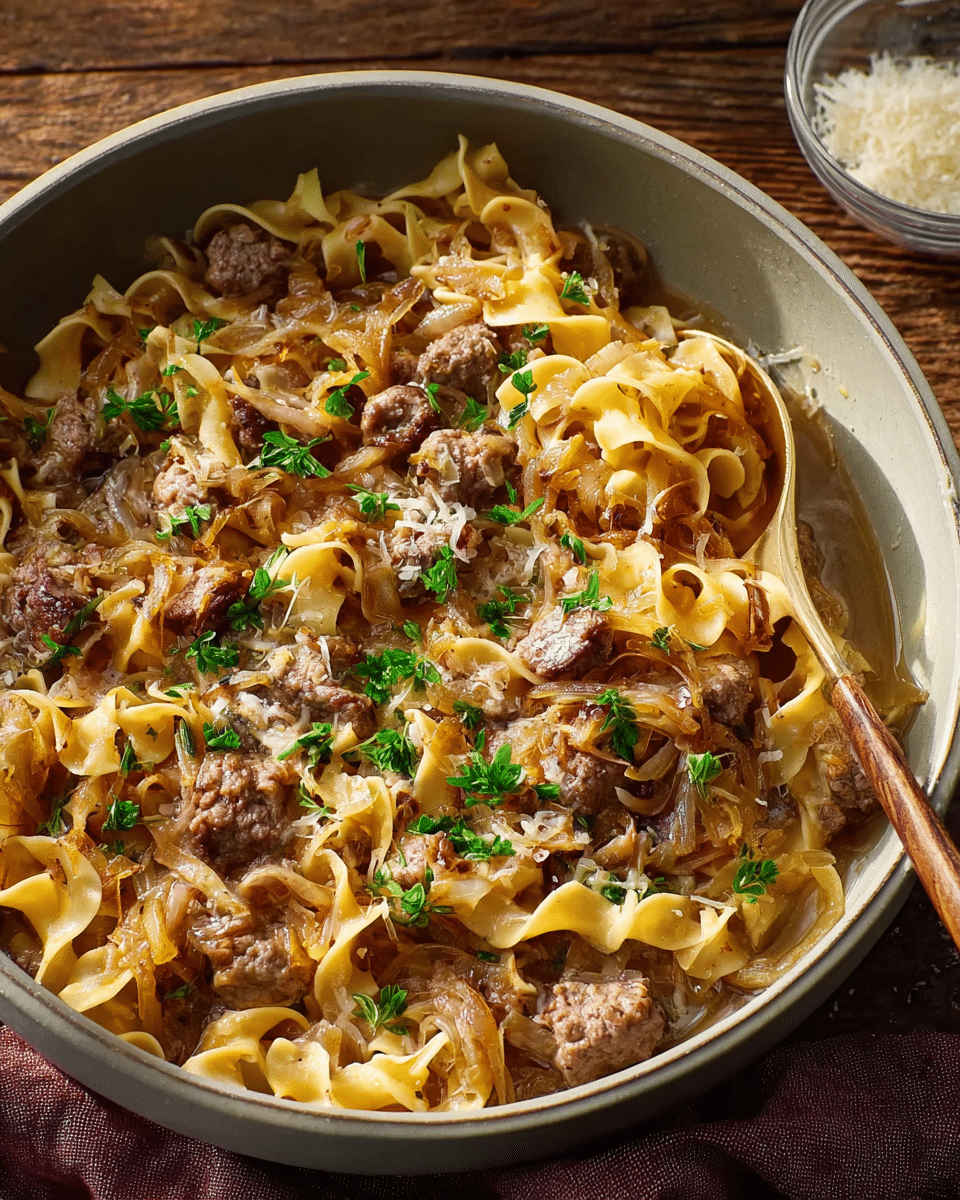 French Onion Beef and Noodles