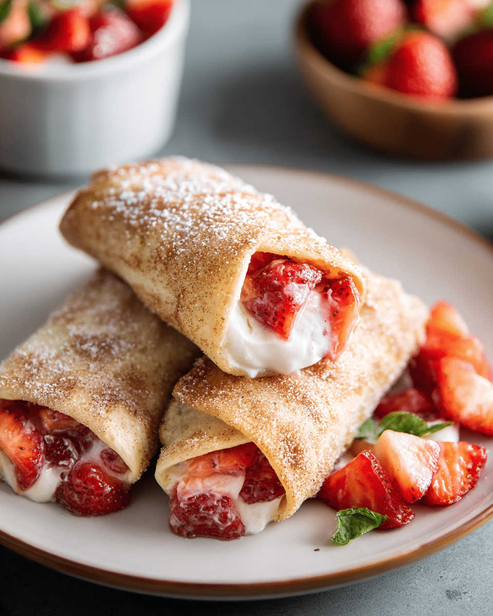 Mini Strawberry Cheesecake Chimichangas