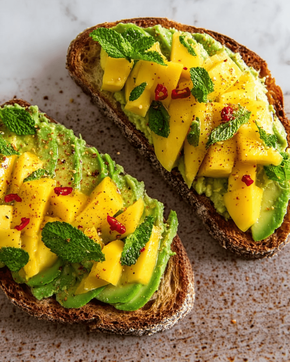 Avocado Toast with Mango, Chili, and Mint