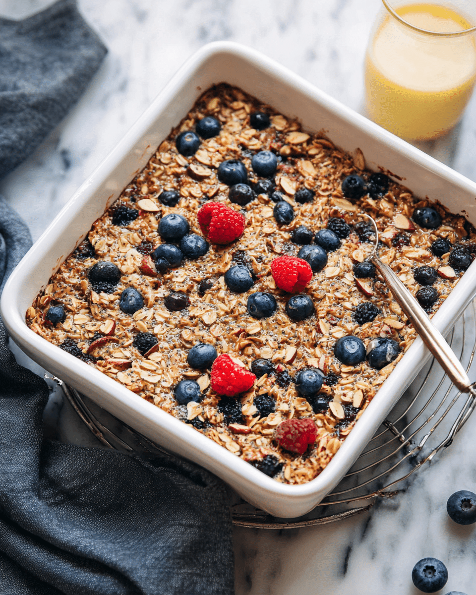 Baked Oatmeal with Berries and Almond Butter