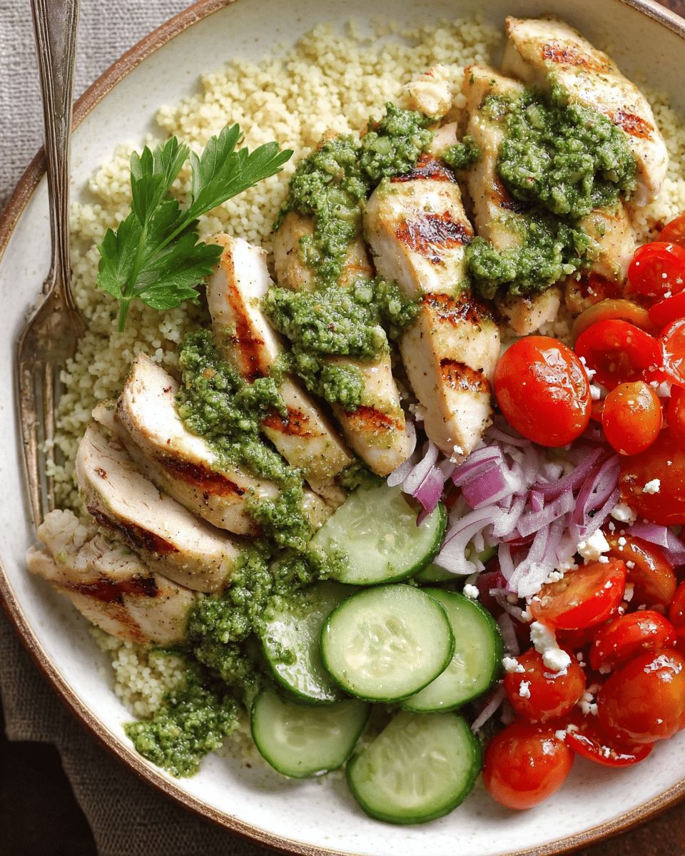 Grilled Pesto Chicken Couscous Bowls