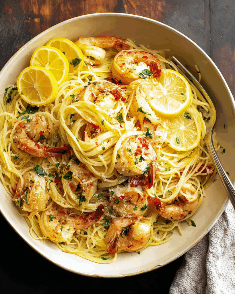 Lemon Garlic Shrimp Pasta