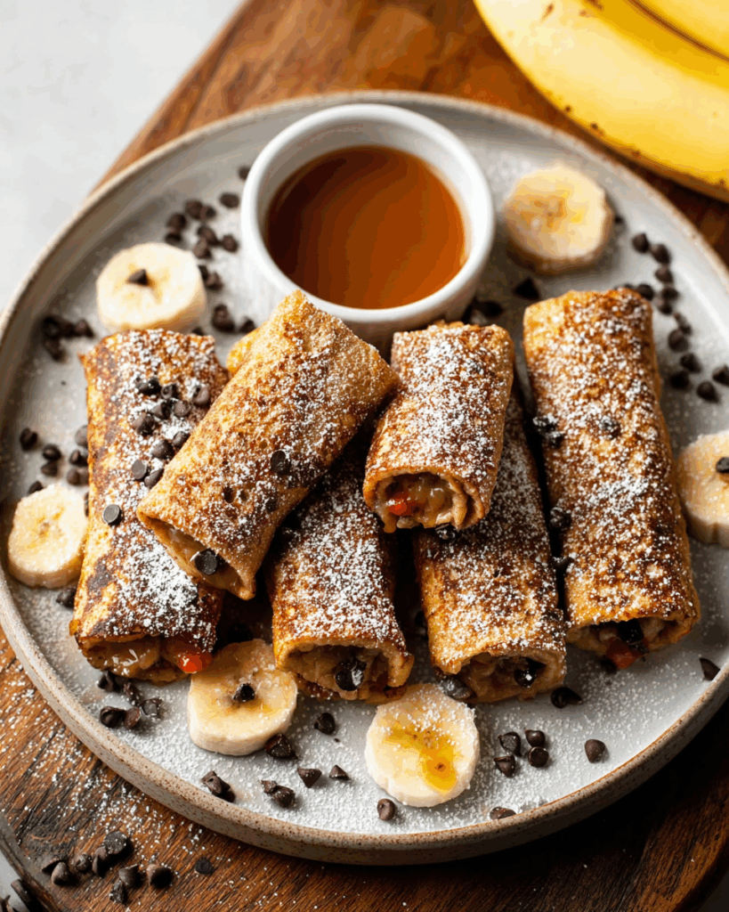 Peanut Butter Banana Chocolate Chip French Toast Roll-Ups