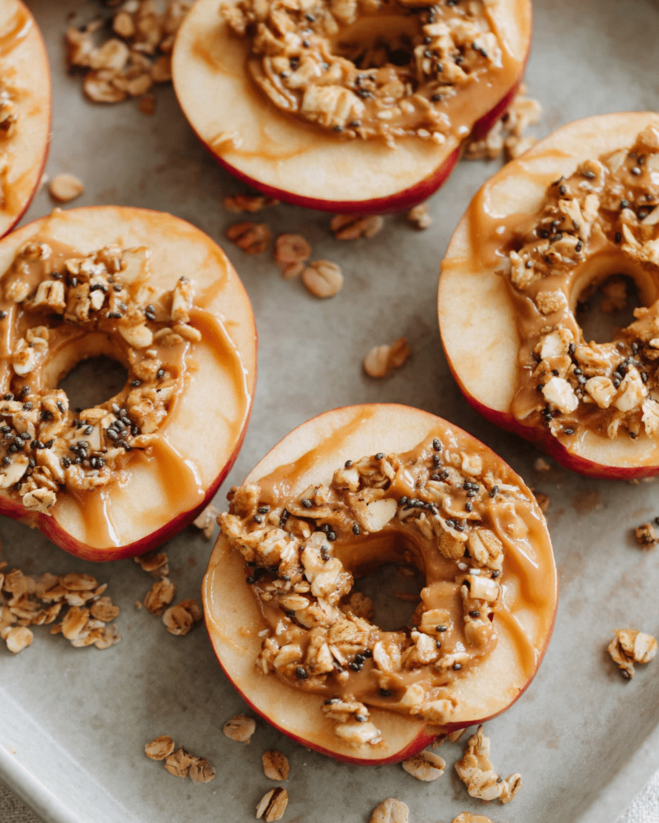 Peanut Butter Granola Apple Rings