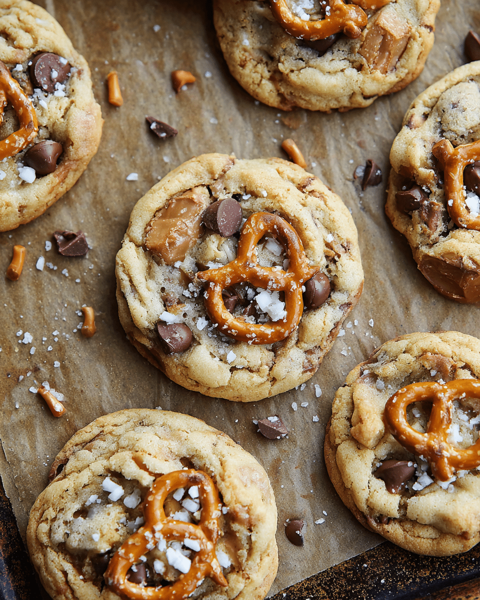 Salted Caramel Pretzel Chocolate Chip Cookies