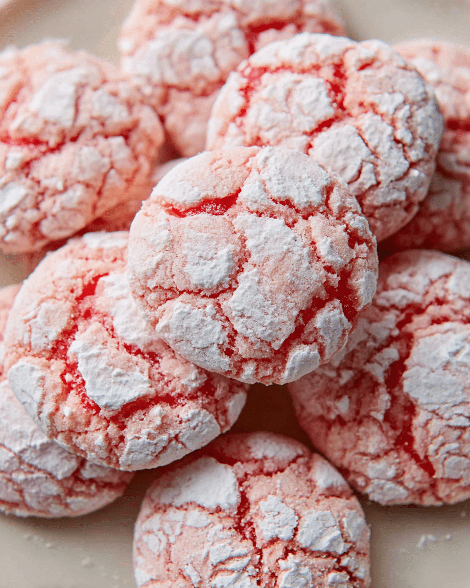 Strawberry Crinkle Cookies