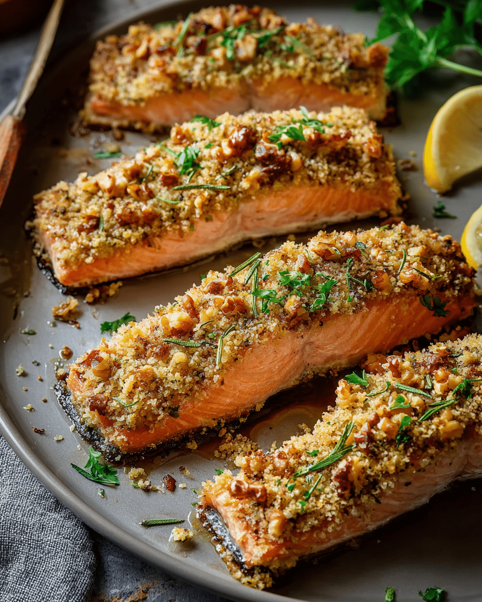 Walnut-Rosemary Crusted Salmon