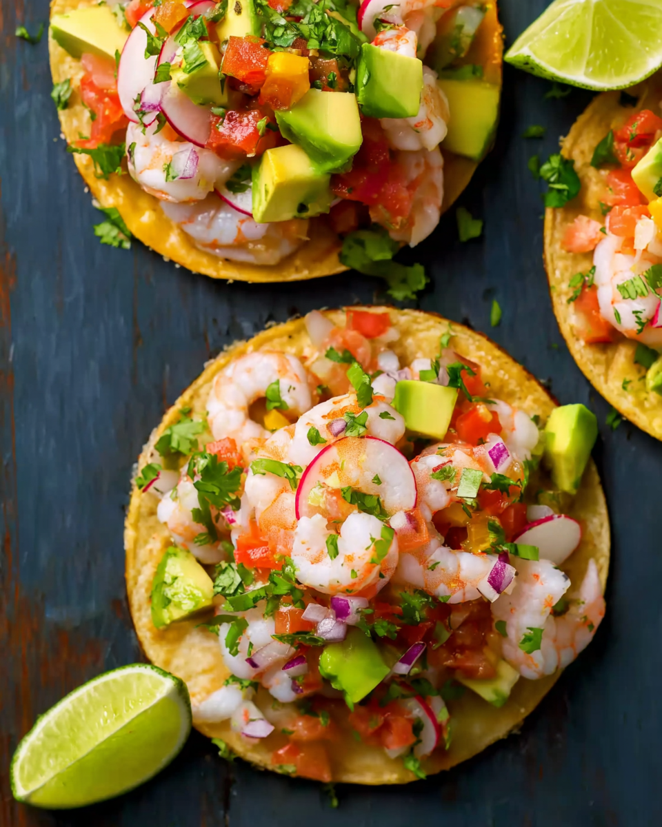 Baja Shrimp Ceviche Tostadas