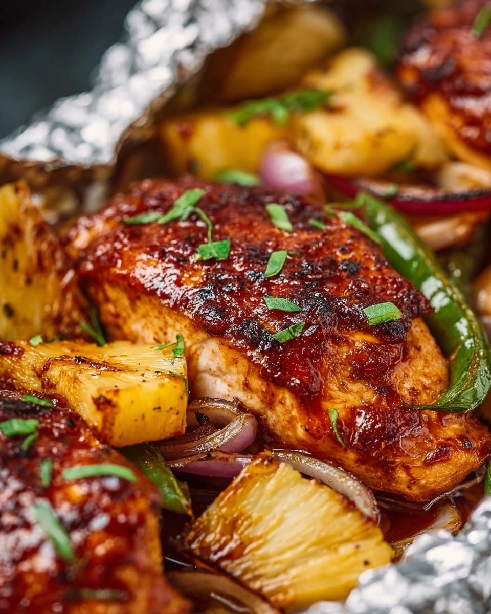 Pineapple BBQ Chicken Foil Packs