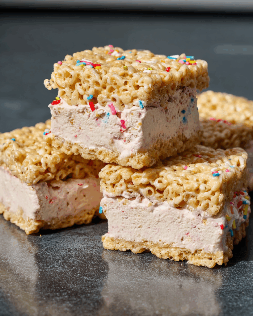 Rice Krispie Treat Ice Cream Sandwiches