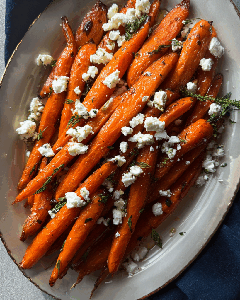 Honey Balsamic Roasted Carrots with Feta