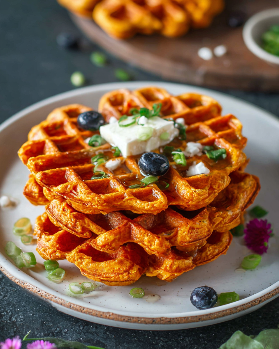 Savory Vegan Sweet Potato Waffles