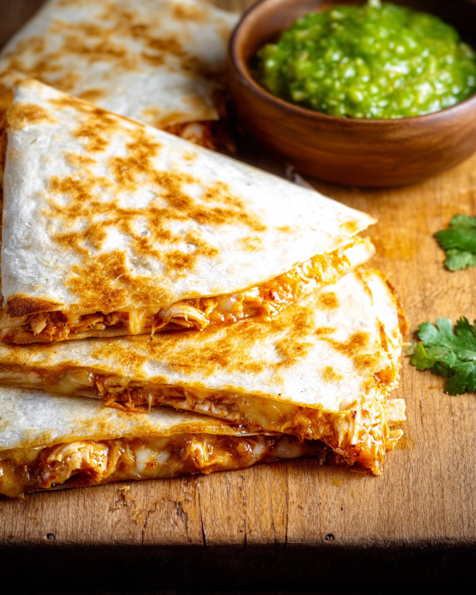 Tingadillas: Cheesy Chicken Tinga Quesadillas