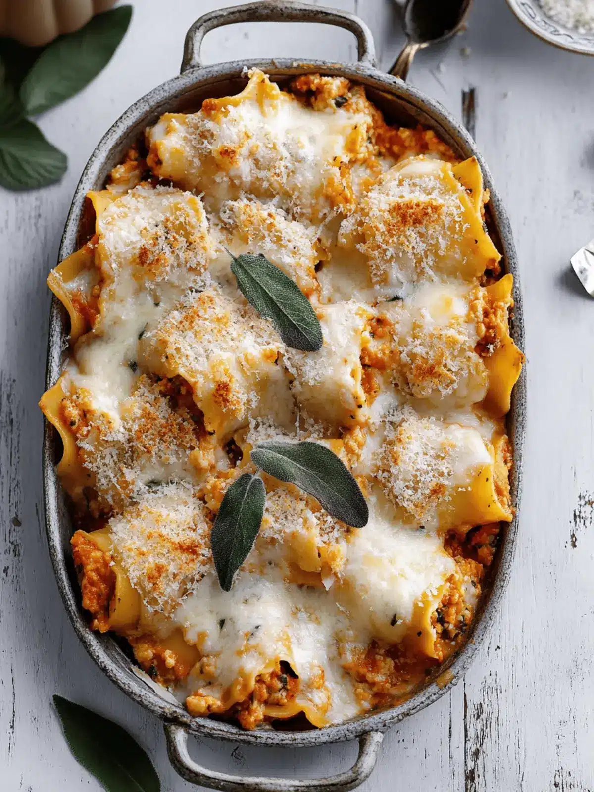Pumpkin Lasagna Roll Ups with Crispy Sage