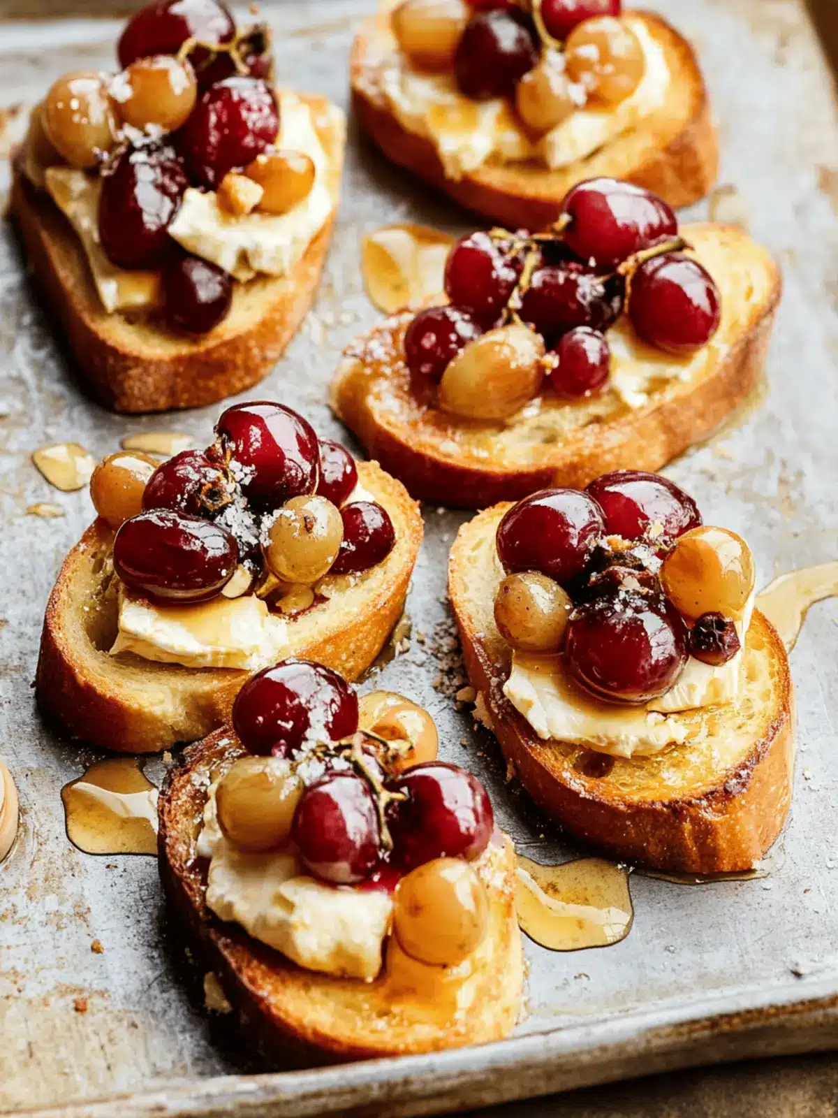 Roasted Grape & Brie Crostini with Honey + Sea Salt