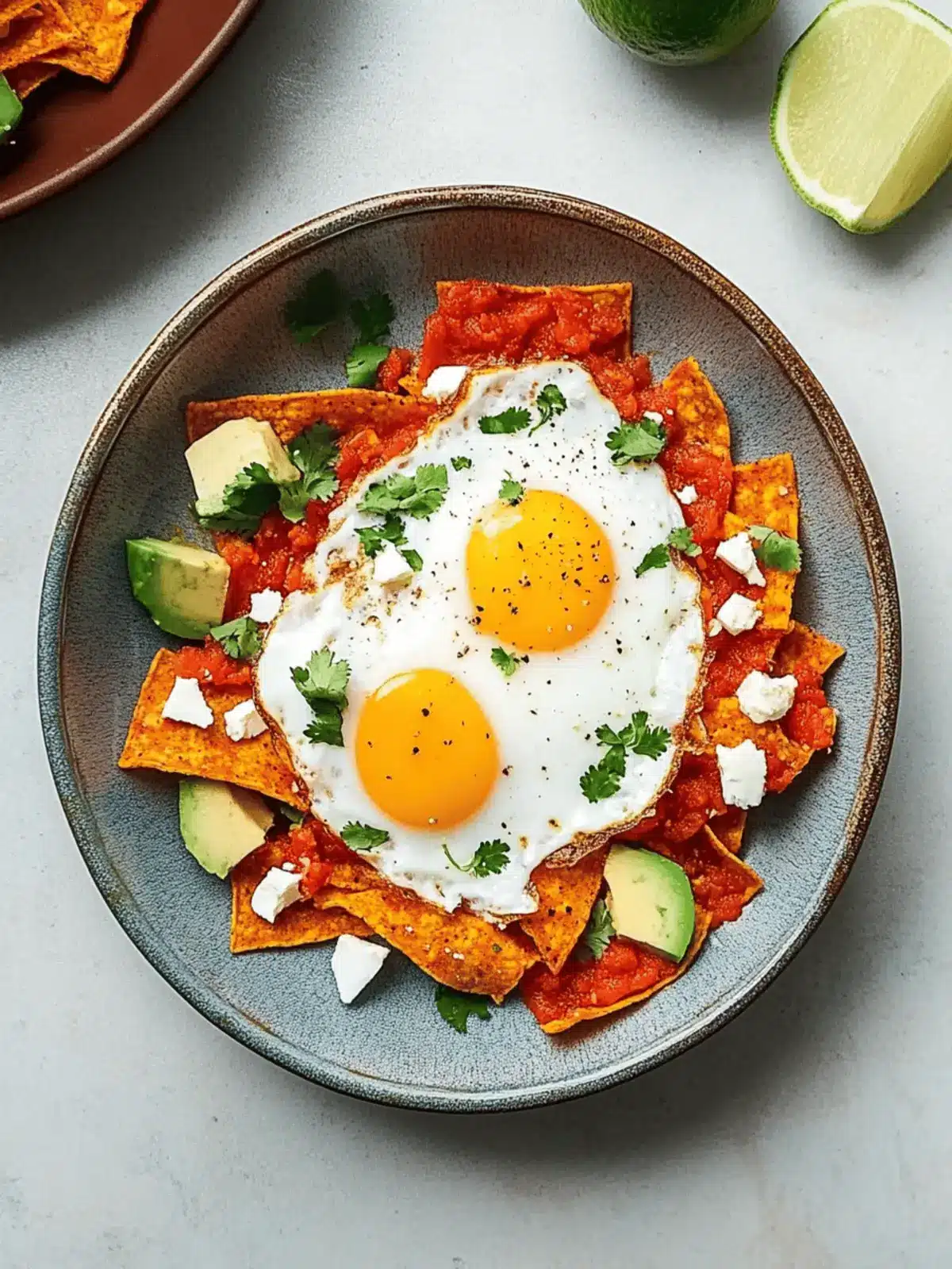 Chilaquiles Rojas With Fried Eggs