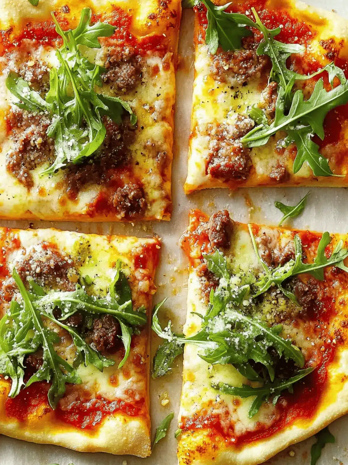 Meaty Arugula Pizzas