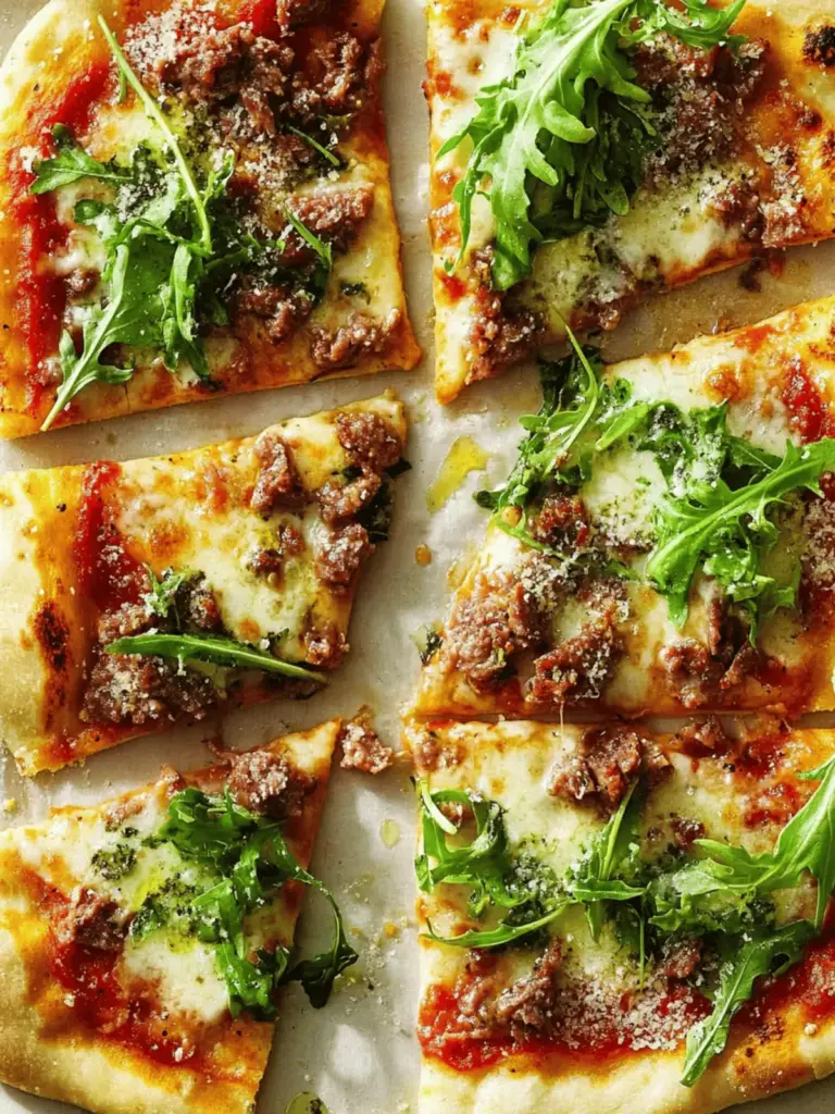 Meaty Arugula Pizzas