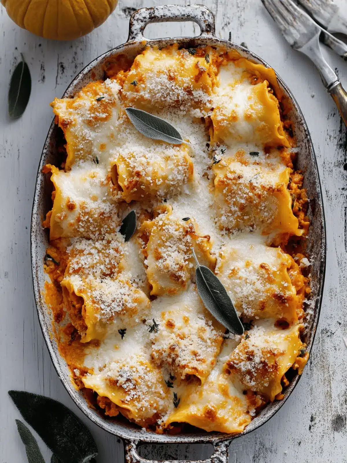 Pumpkin Lasagna Roll Ups with Crispy Sage