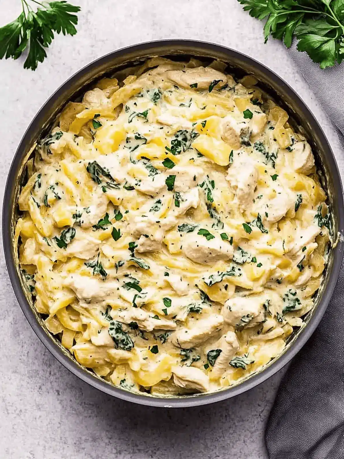 Chicken and Spinach Spaghetti Squash Alfredo