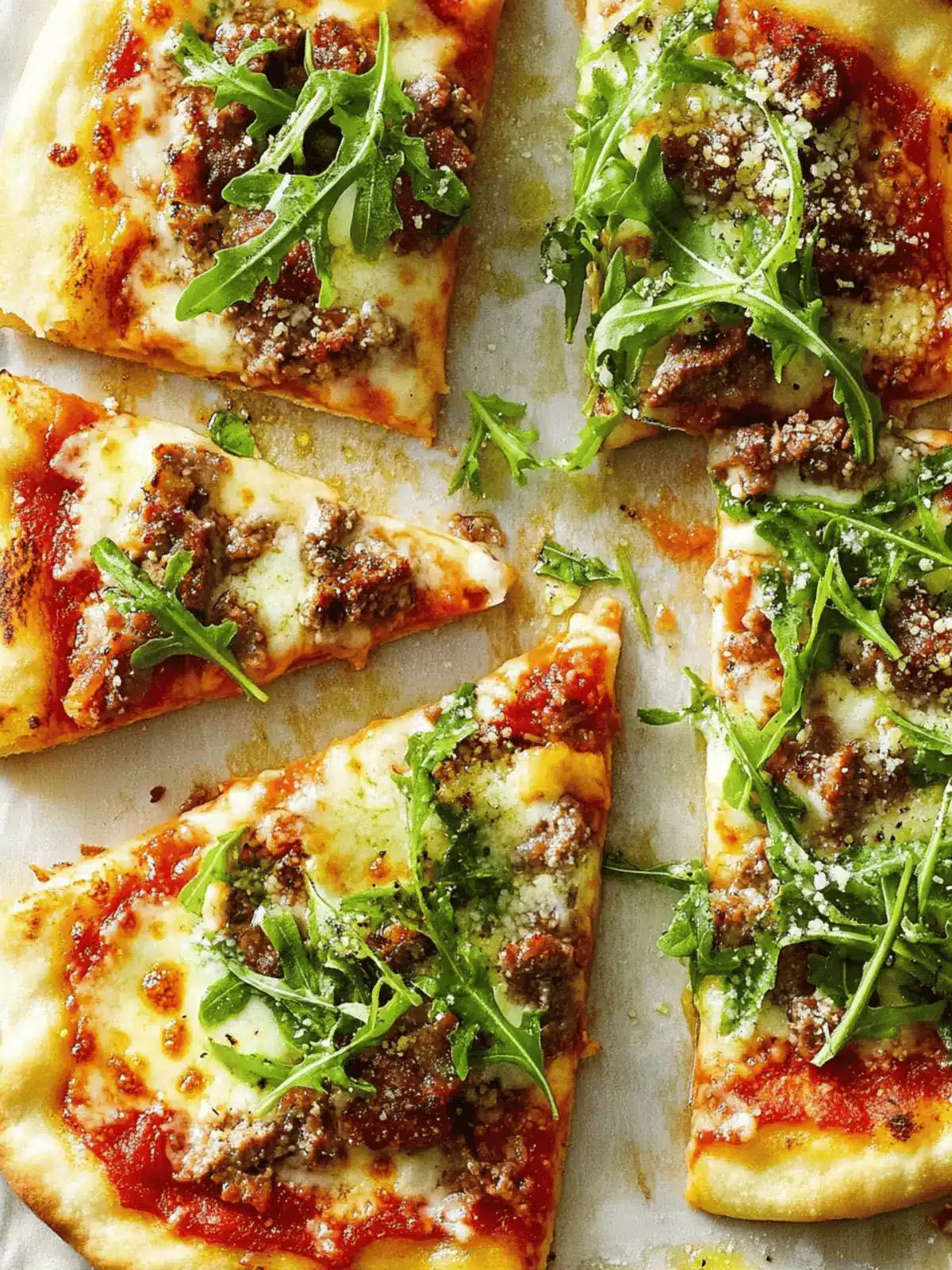 Meaty Arugula Pizzas