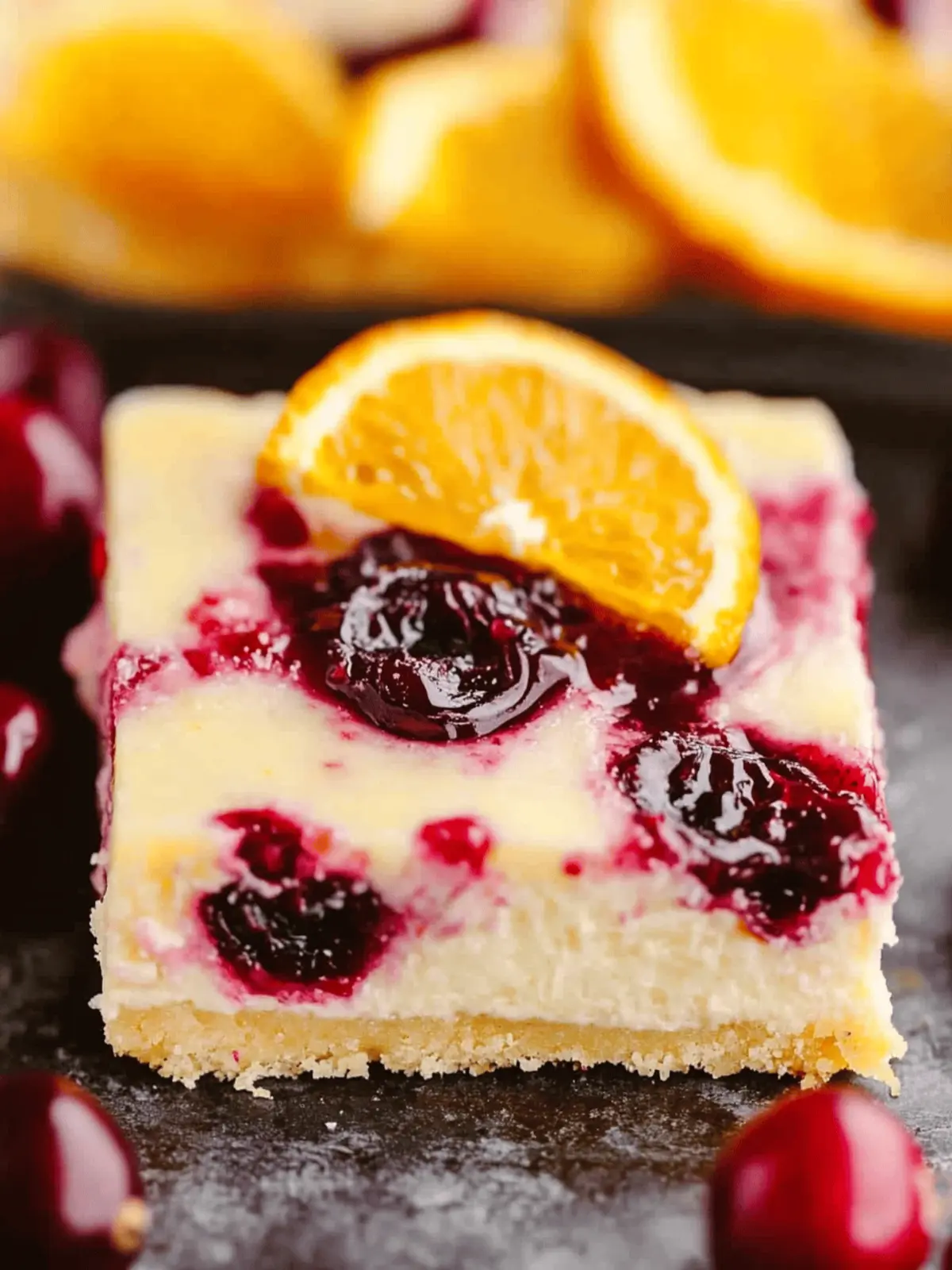 Cranberry Orange Cheesecake Bars