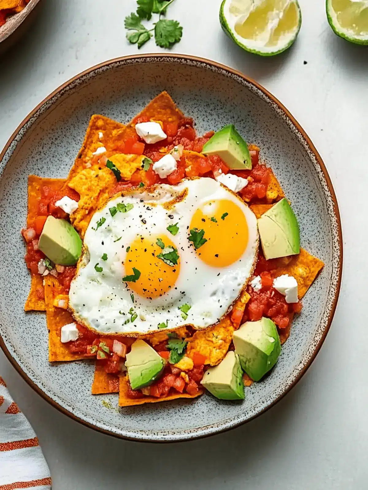 Chilaquiles Rojas With Fried Eggs