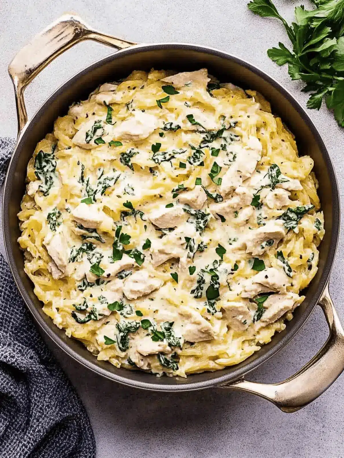 Chicken and Spinach Spaghetti Squash Alfredo