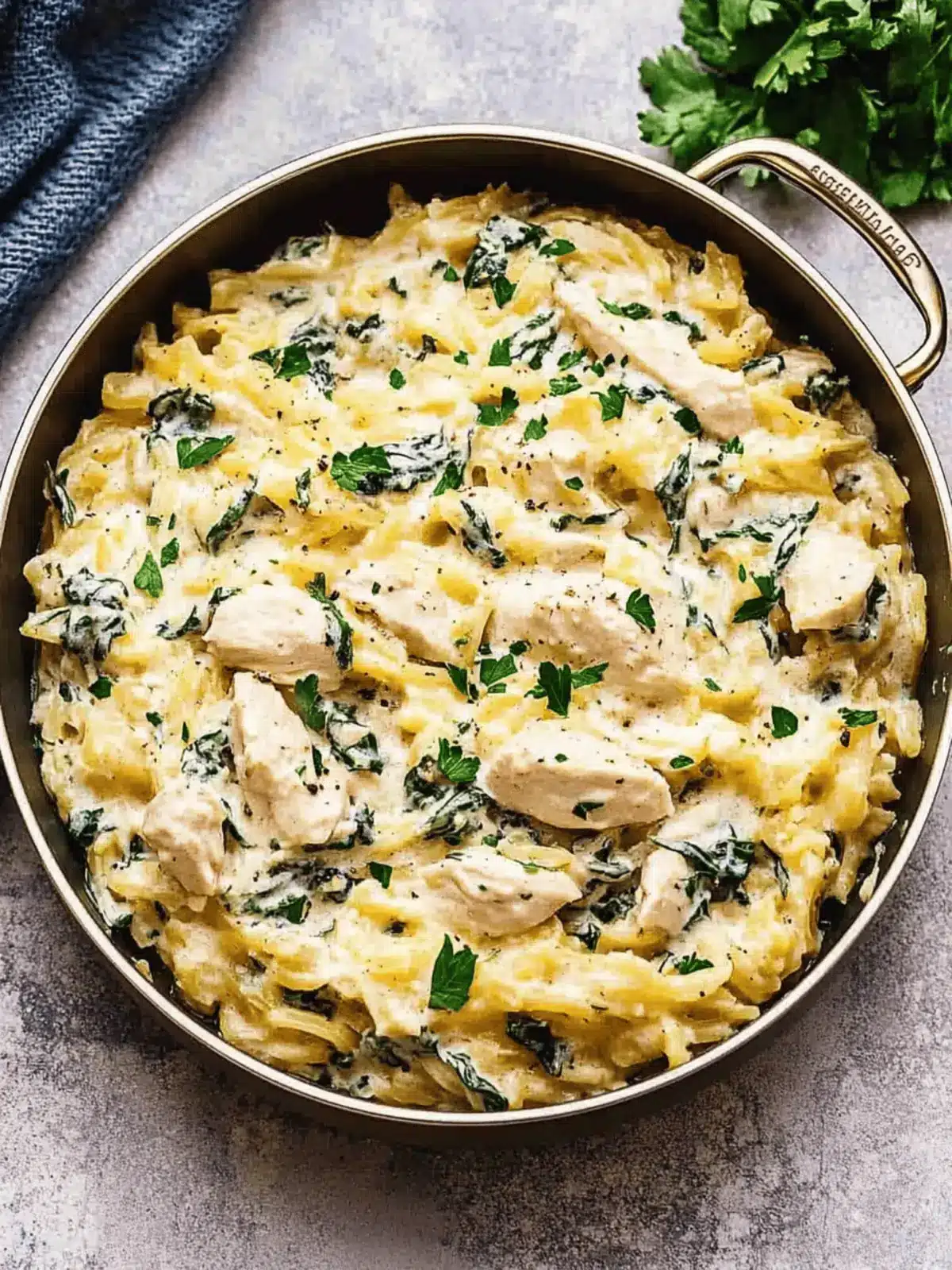 Chicken and Spinach Spaghetti Squash Alfredo