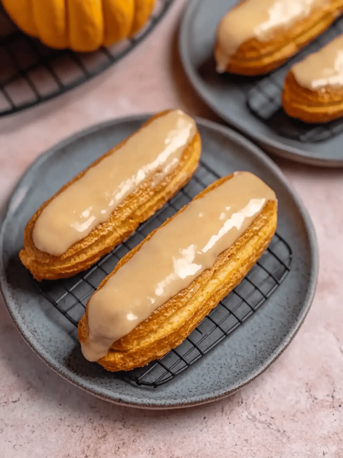 Pumpkin Eclairs with Maple Glaze