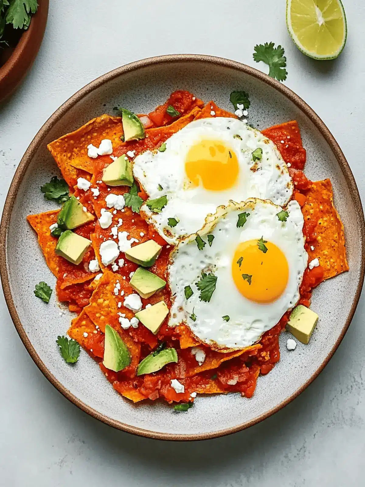 Chilaquiles Rojas With Fried Eggs