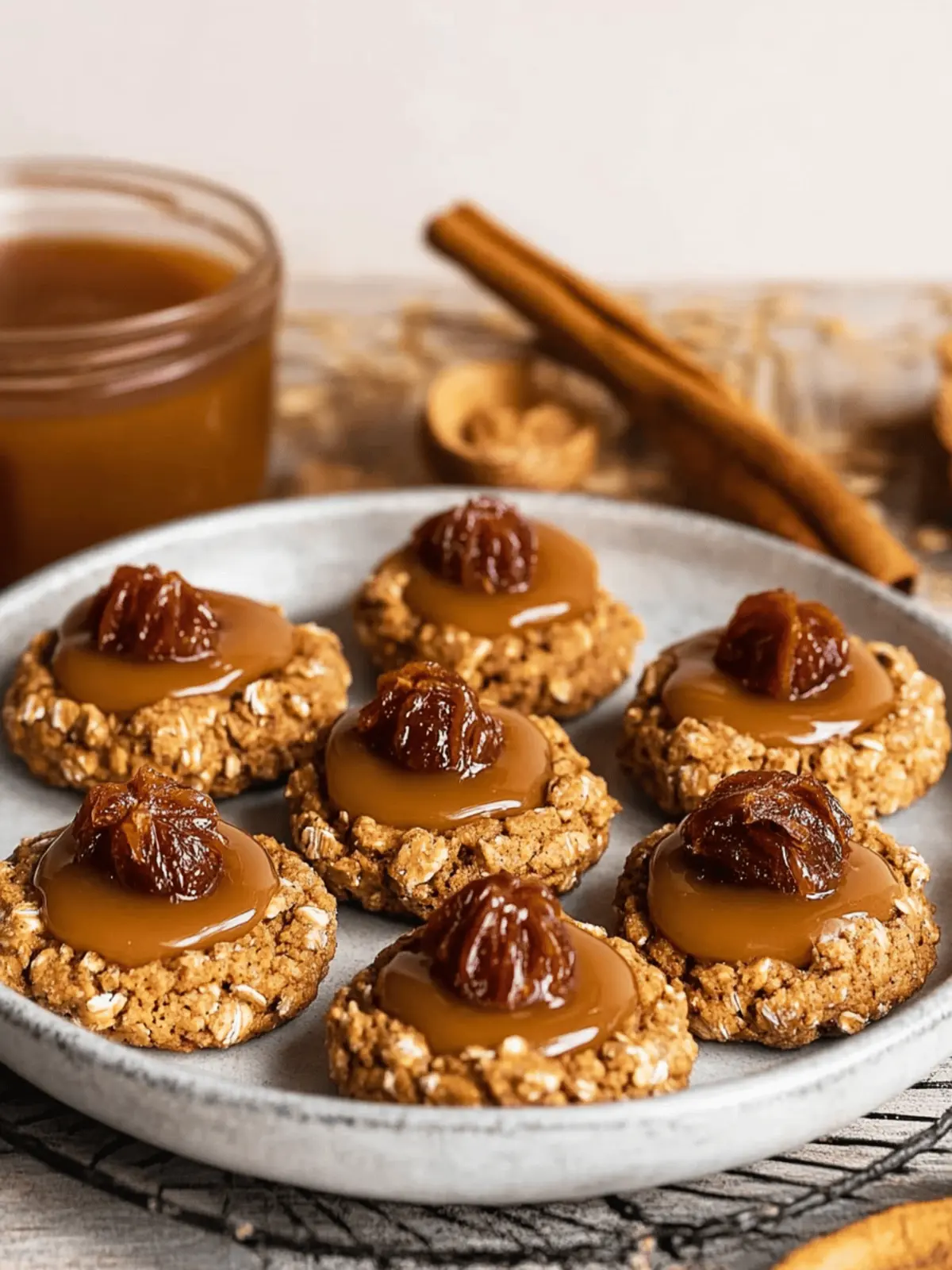 Pumpkin Spice Oatmeal Thumbprint Cookies with Date Caramel