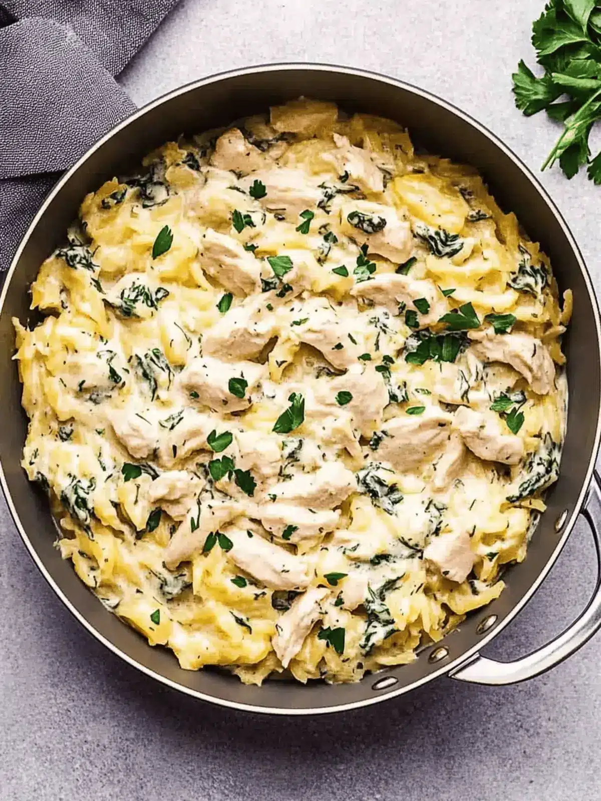 Chicken and Spinach Spaghetti Squash Alfredo