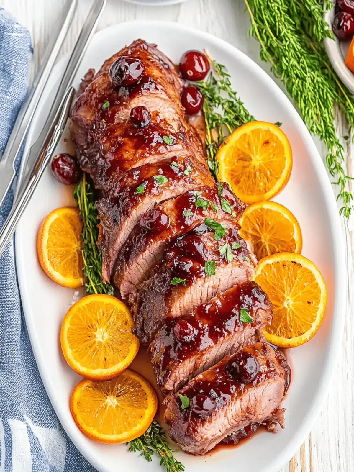Orange Cranberry Glazed Pork Tenderloin