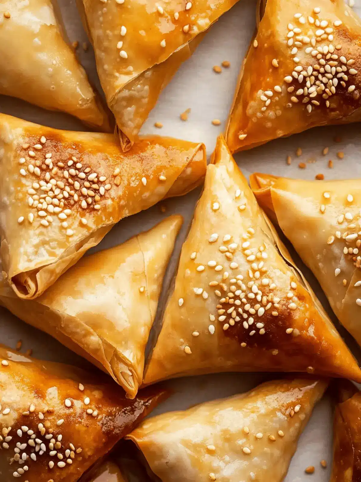 Pumpkin phyllo triangles