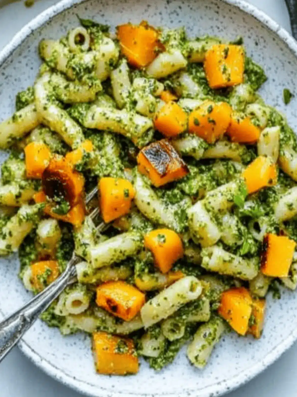 Cilantro Pesto Pasta with Roasted Pumpkin & Honey